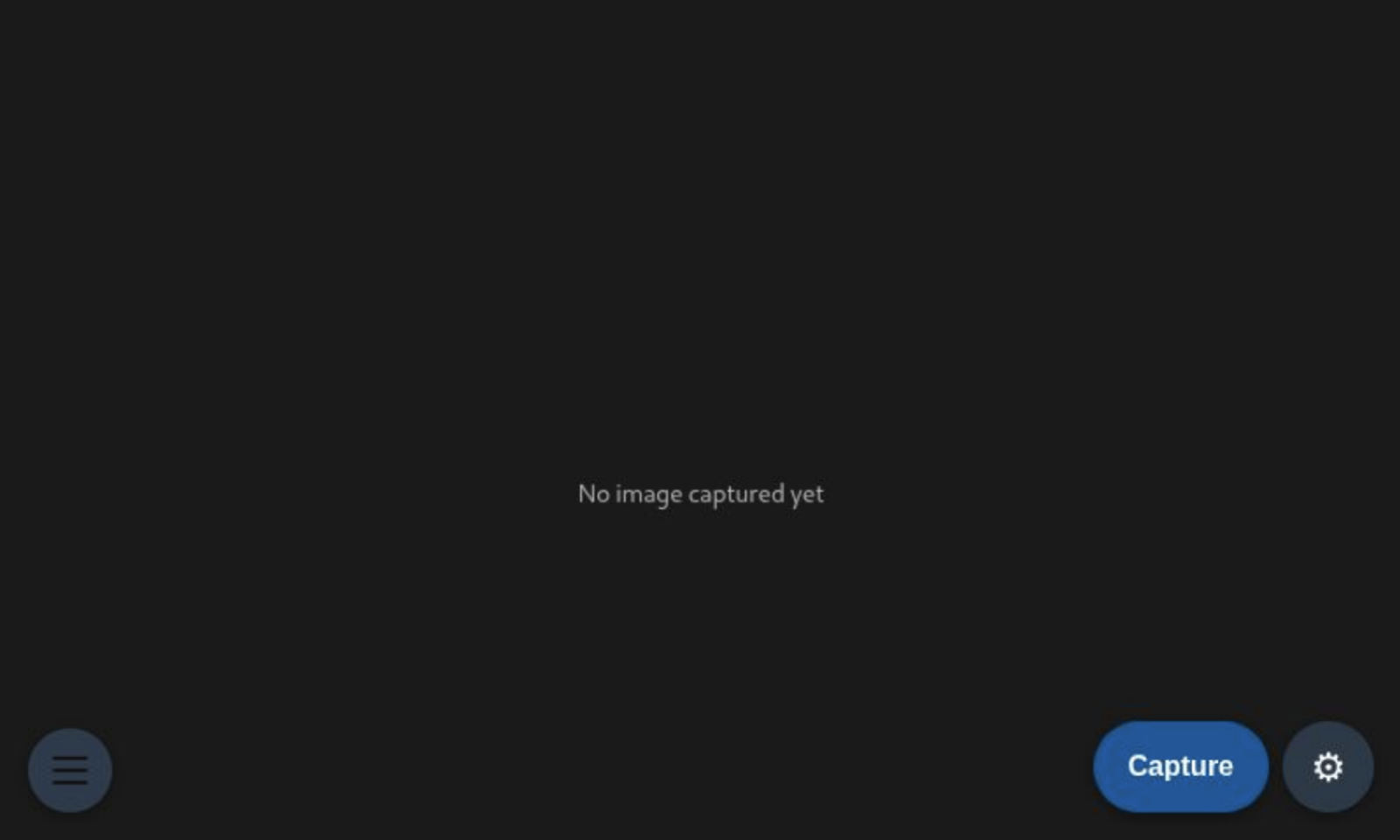 The hamburger menu lines are almost invisible — dark-on-dark on the Pi's Chromium
